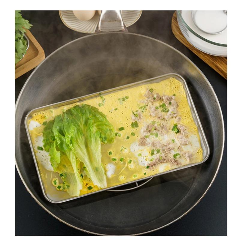 Rechteckige Edelstahl-Schale - Buffet-Servierplatte für Nudeln, Reis & Aufbewahrung zu Hause