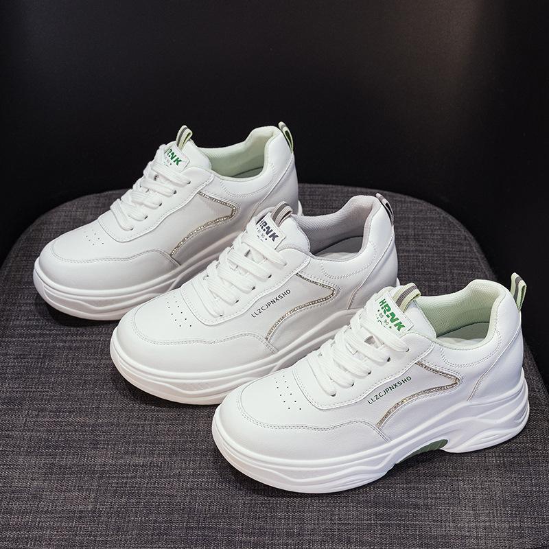 Board shoes women's 2026 spring and autumn new leather fashionable women's shoes with increased height inside casual sports shoe