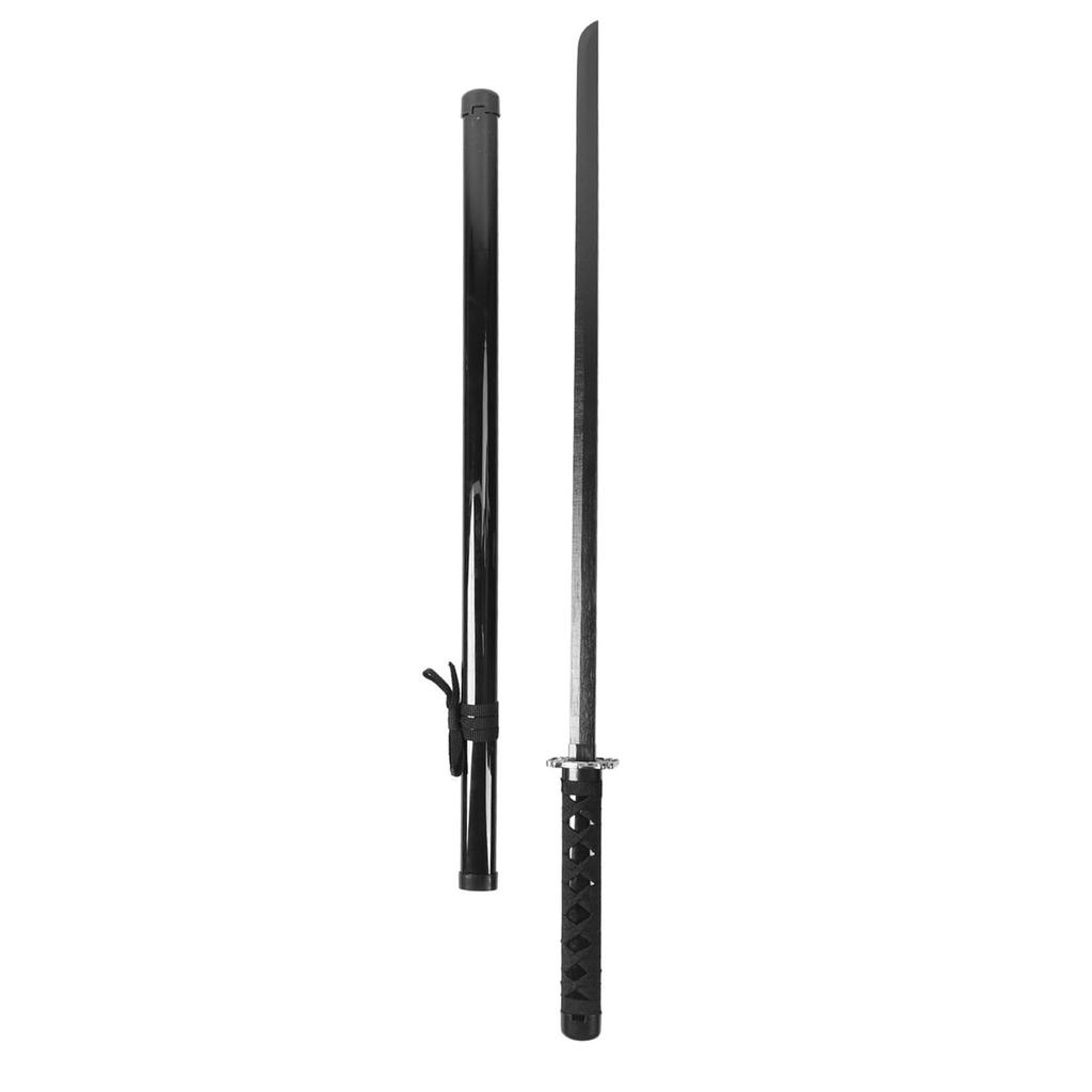 Kids Wooden Sword with Sheath Black Dragon Pattern Realistic Details Portable Cosplay Wooden Sword