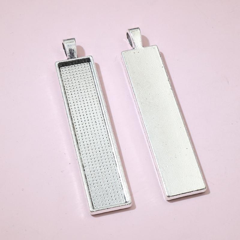 5pcs 10x50mm inner size Rectangle Pendant Cabochon Blank Base Setting Bezel Tray DIY Necklace Jewelry Making Accessories