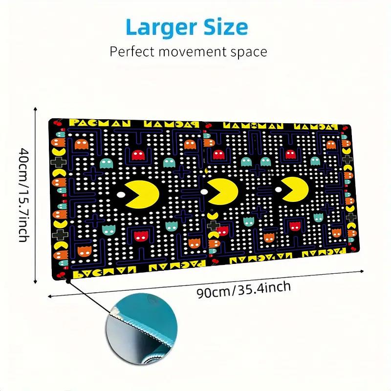 Pac-Man Large Size Mouse Pad Large Gaming Table Cushion Non-slip Laptop Tablet Big Mousepad XXL Mat Mini PC Playmat With Lock Edge