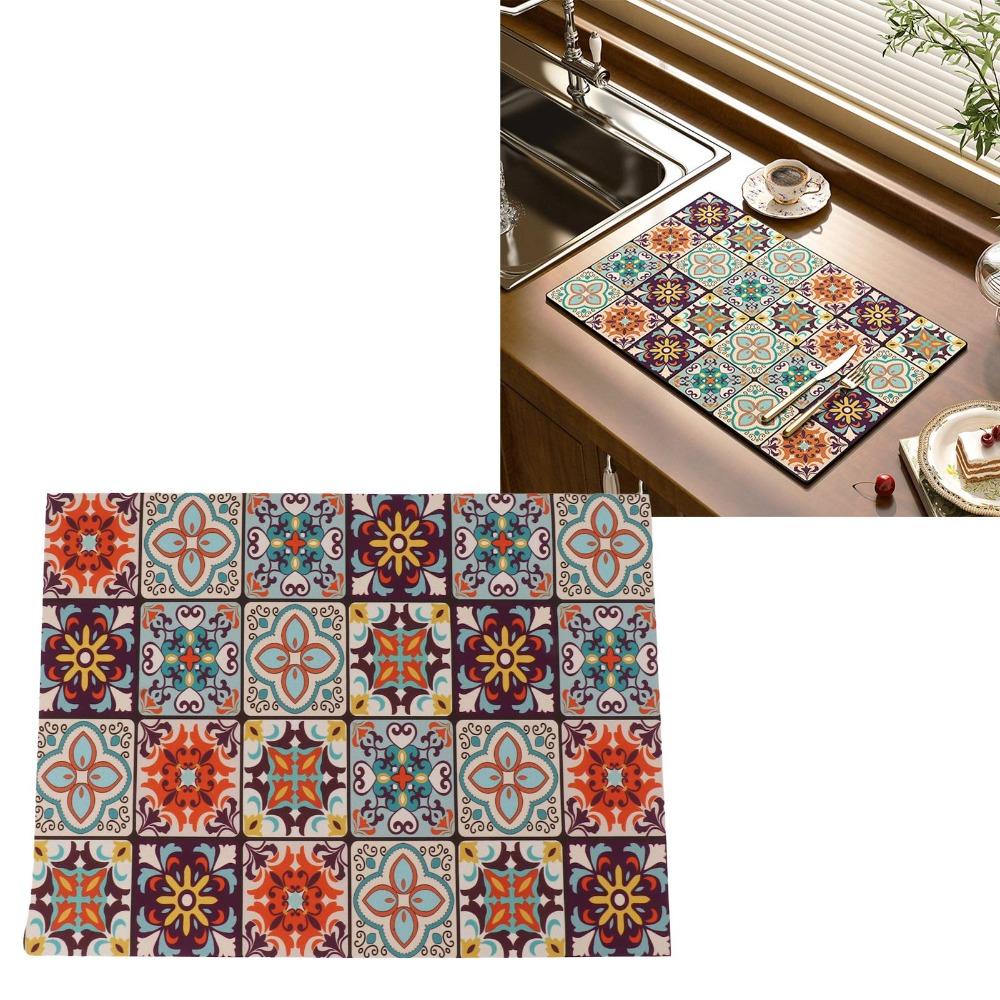 Multicolored Coffee Bar Mat Waterproof Coffee Maker Mat Versatile Table Placemat Kitchen Use