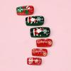 Red Green Press On Nails Christmas Fake Nails Medium Square Glue On Nail Cute Santa Claus False Nails with Snowflake Designs Gloss Acrylic Stick On