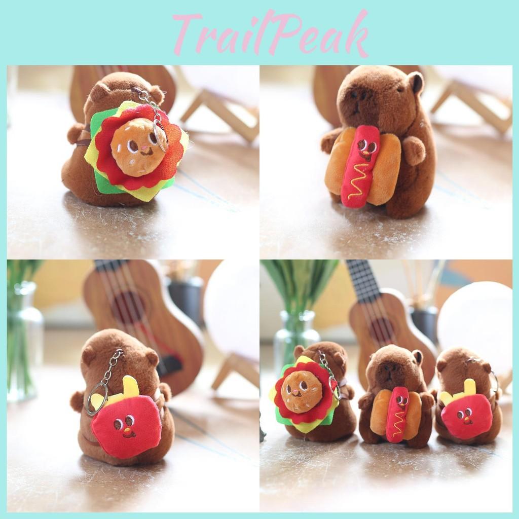 Hamburger Capybara Fries Hot Dog Plush Toy Pp Cotton Stuffed Keychain Bag Decor