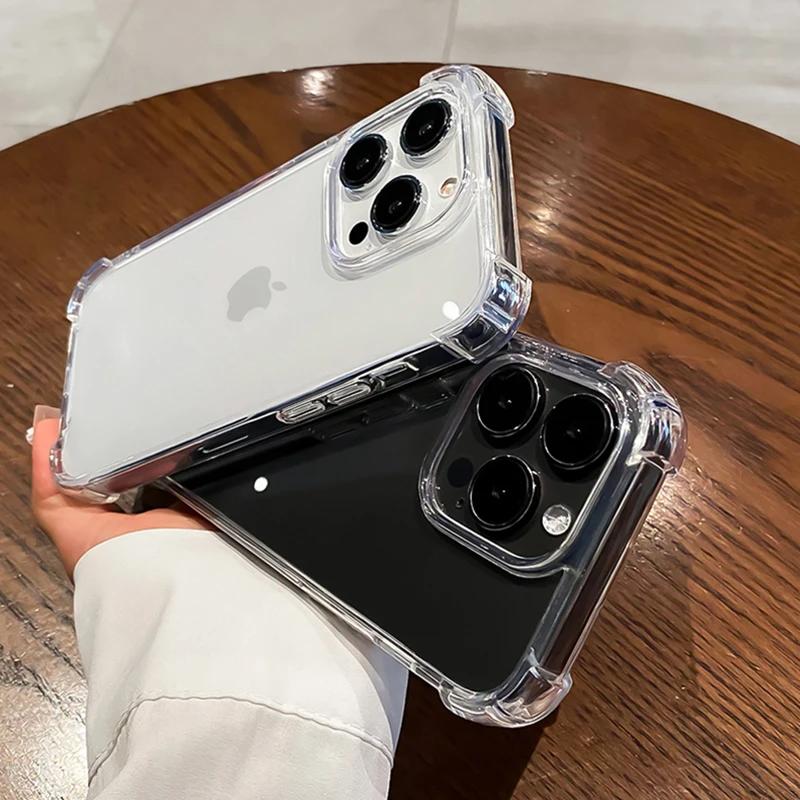 Luxuriöse, stoßfeste, klare Telefonhülle für iPhone 15 14 13 12 11 Pro Max, transparente, weiche Silikonrückseite für iPhone 14 15 Plus