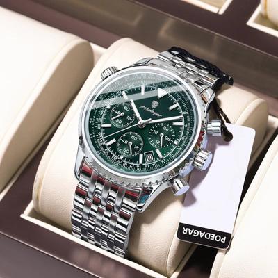 Luxus Herrenuhren Leuchtendes Datum Wasserdicht Chronograph Quarz Herrenuhr Edelstahl Sport Militär Herrenuhr