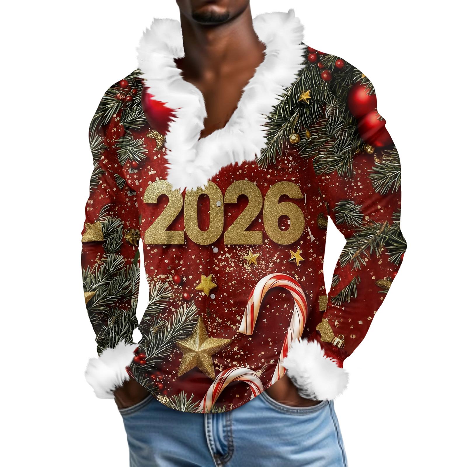 

Мужской повседневный рождественский плюшевый свитшот с V-образным вырезом и длинными рукавами из флиса XL чёрный