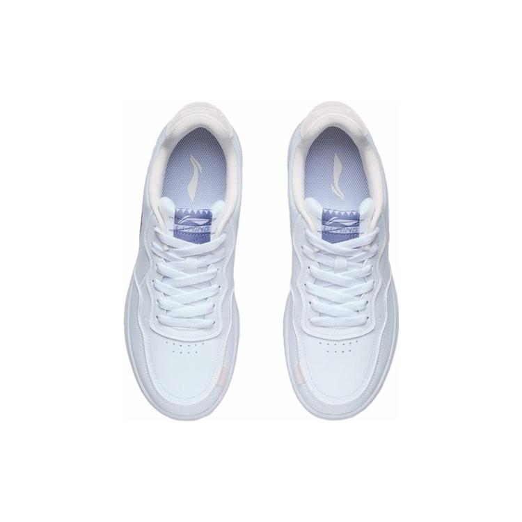 New LiNing Anti Slip Wear Resistant Low Top Skateboard Shoes Women's White Blue AGCR318-3