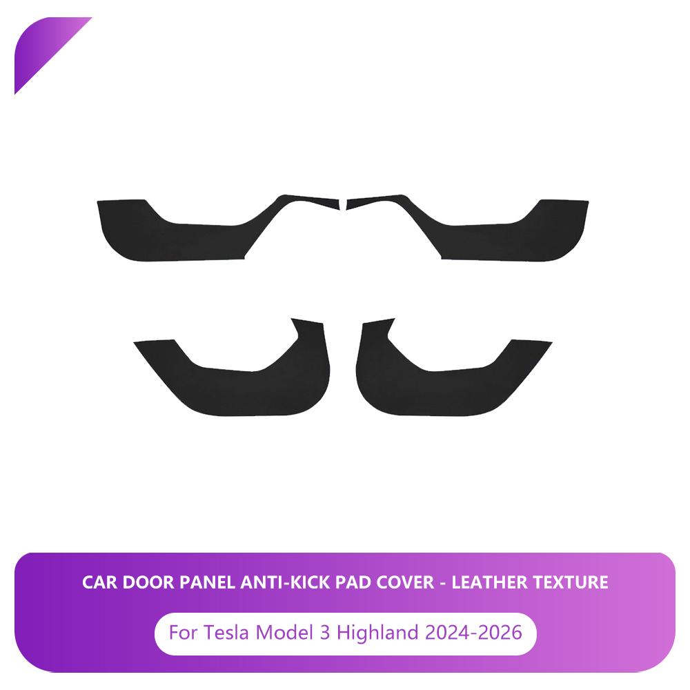 Heenvn Car Door Anti-Kick Pad For Tesla Model Y Juniper Model 3 Highland 2025 2026 Leather Sticker Trim Kit Side Door Protector