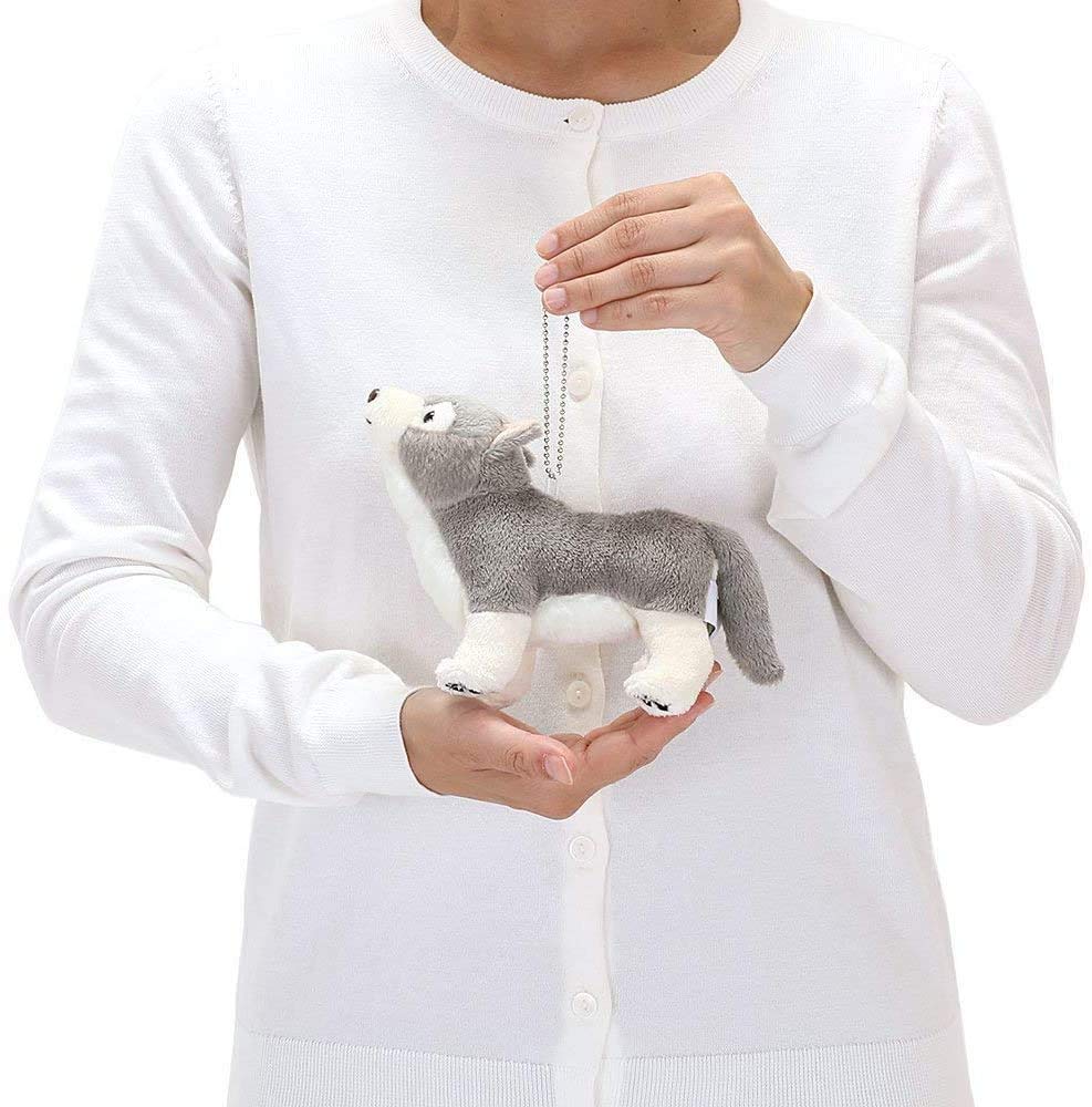 COLORATA Plush Wolf Mascot (Realistic Wild Animal with Chain) Cute Animal Keychain Doll Gift (Twice Tested) Christmas Present