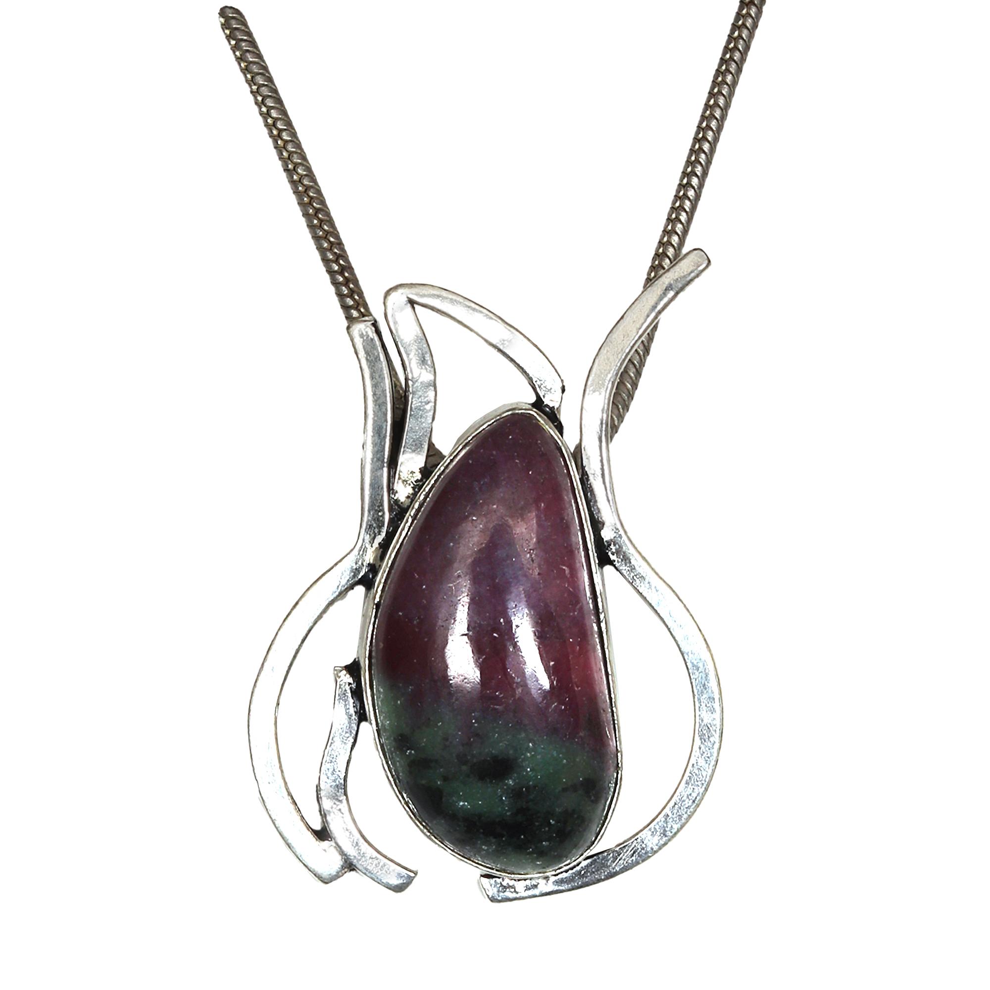 

Ruby Zoisite Gemstone Mother s Day Handmade Silver Jewelry Pendant 1.5