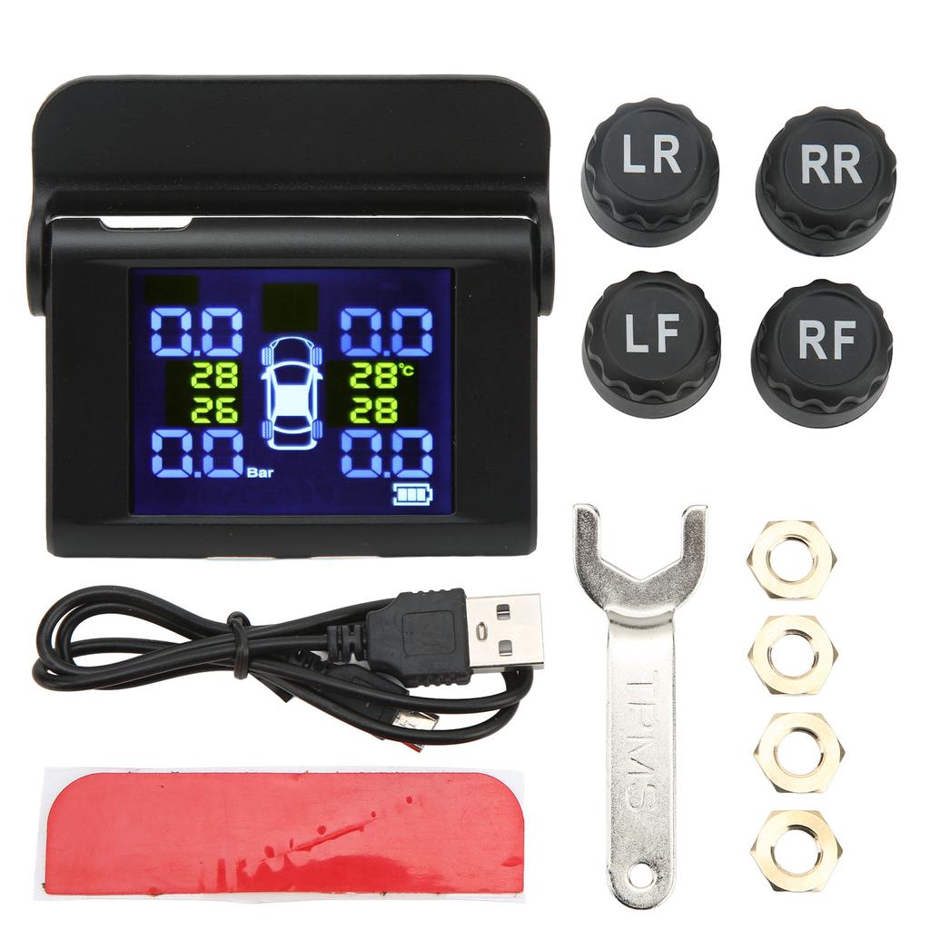 Sistem Wireless de Monitorizare a Presiunii în Pneuri Ecran Mare Alimentare Solară Monitor TPMS cu 4 Senzori Externi