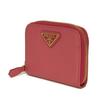 Used 11569 Saffiano Coin Purse 1MM268 QHH F0505 7943 Pink Zip Around Card Case with Triangle Logo Peonia Ladies from