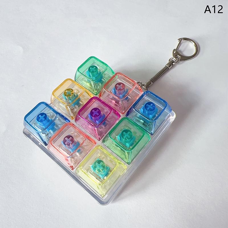 9 Keys Keyboard Keycaps Keychain Fidget Toy Anti-Anxiety Point Keycaps Party Stress Relief Diy Keycaps Toy Keyboard Caps