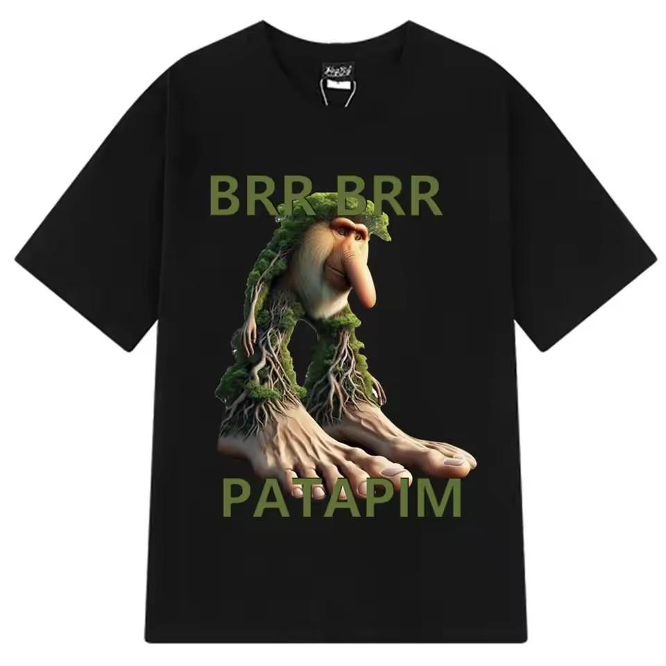 

Brr Brr Patapim T Shirt Funny Italian Brainrot Meme Graphic T-shirt Men Women Summer High Quality Cotton O-Neck T-shirts Tops 3XL