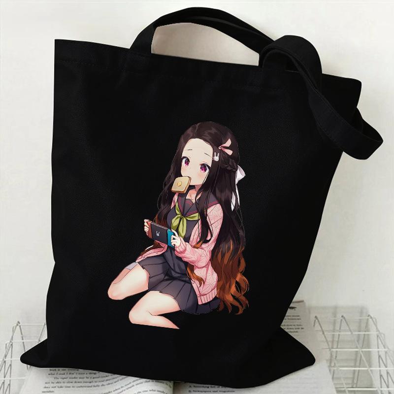 Japan cartoon comics Nezuko Kamado Demon Slayer Printed Canvas Bag Student Shoulder Bag Tote Bag 7550