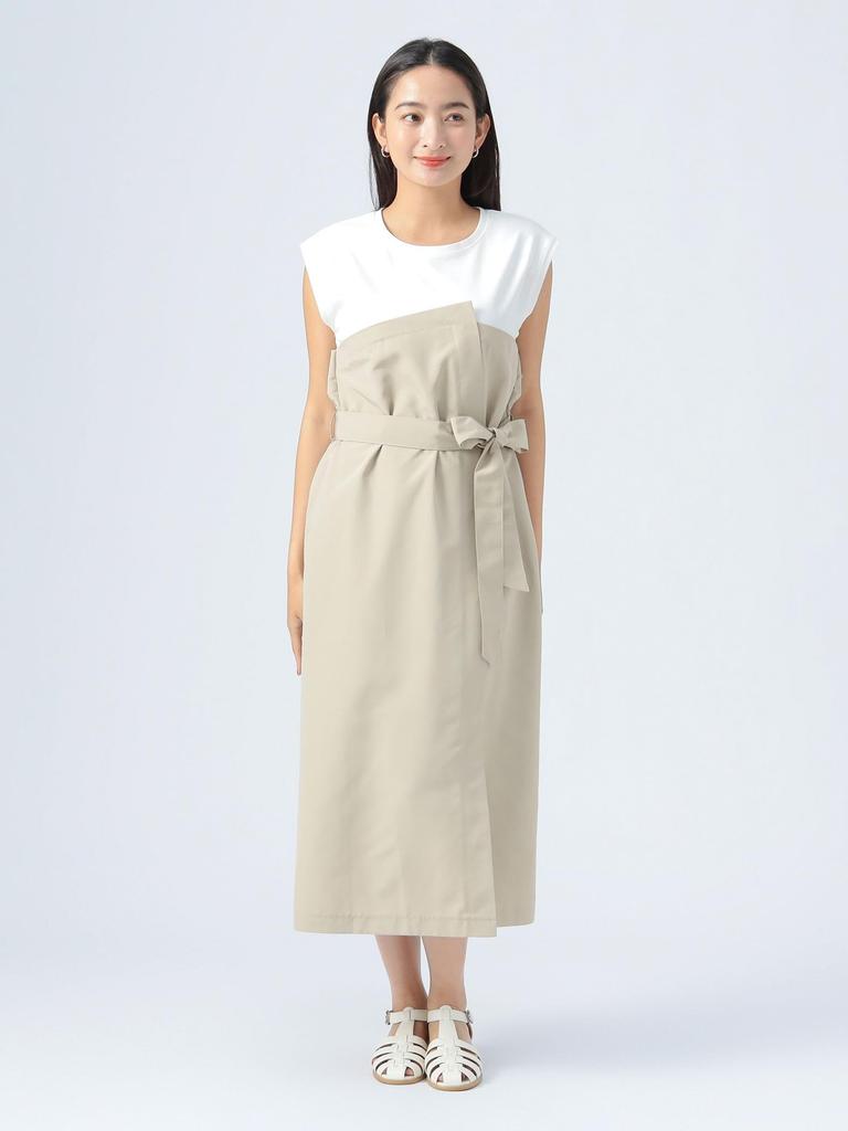 Cut Combination Layered Dress for GREIGE ONE SIZE [Beams Heart] One-piece Women,