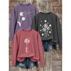 3Women's long-sleeved top (sold individually) T shirt suit | Dandelion letter print theme | Simple, minimalist, and artistic round-neck top | Elegant