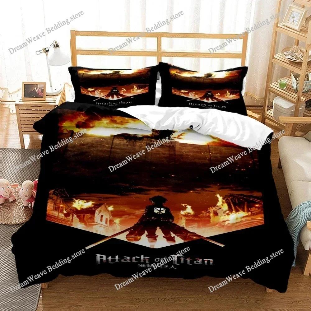 Attack On Titan Luxury Bedding Set Japan Anime Cartoon Duvet Cover Set Comforter Bedspread Twin Single Size Printed Home Textile