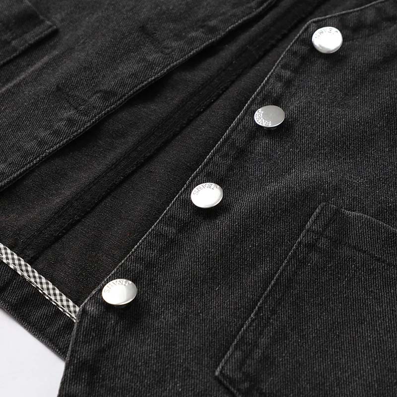 Denim Vest Jacket Summer Vintage Women Casual Solid Color Sleeveless Jean Jacket Top