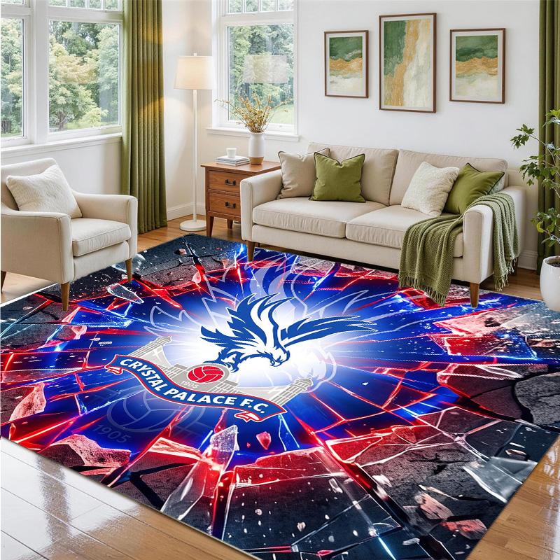 Crystal Palace Football Design Crystal Velvet Rug Soft Decorative Mat for Bedroom Entrance