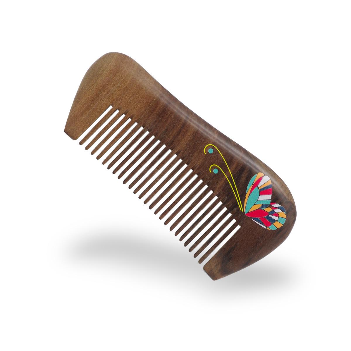 Mandarin Duck Painted Camphor Wood Comb with Free Personal Engraving - Ideal Daily Use or Gift