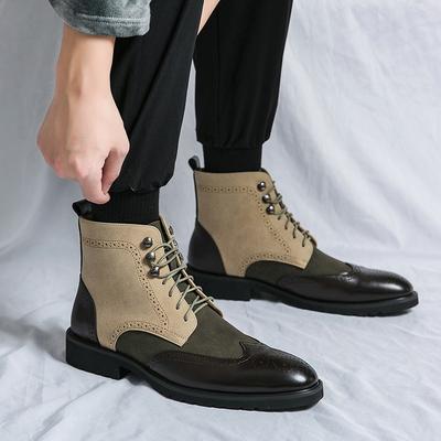 Mode Herren Stiefeletten Britischer Stil Business Lederstiefel Mode Spitze High Top Stiefel Lackleder Brogue Stiefel Herren Chelsea Boots