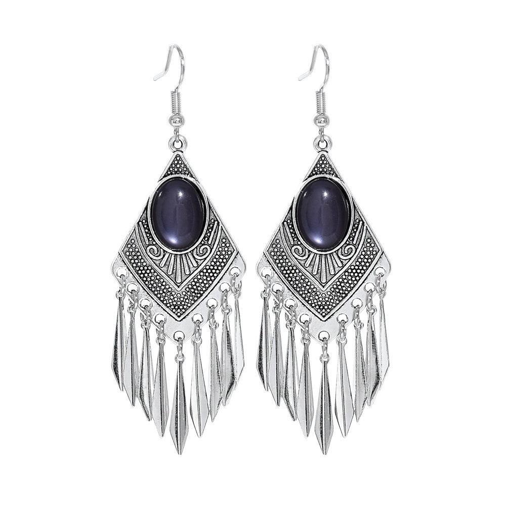 

Fashionable Diamond Shaped Earrings for Women, Retro Earrings with Tassel Earrings