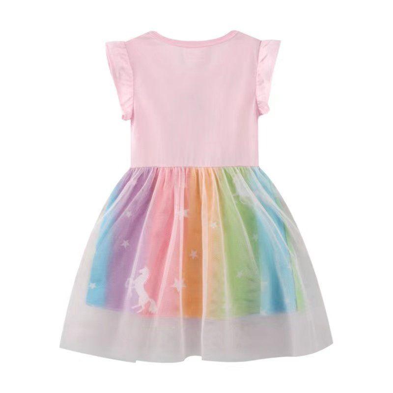 In Stock Summer Cartoon Cotton Short Sleeve Princess Dress Children's Clothing