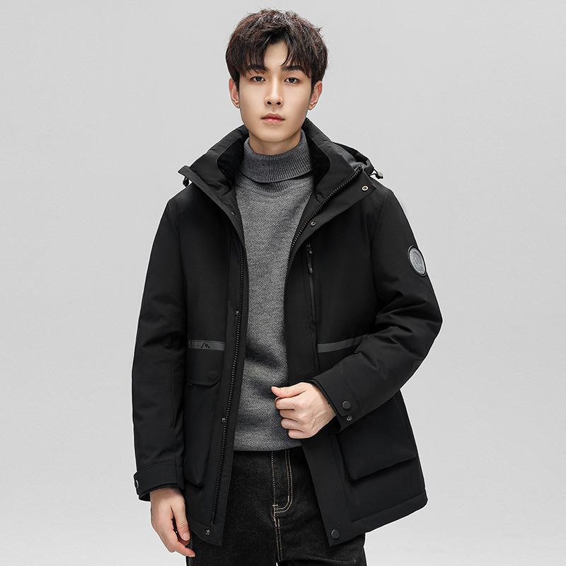 Goose Down Down Jacket Winter New Mid-length Hooded Thickened Cold-proof and Warm Outdoor Down Jacket