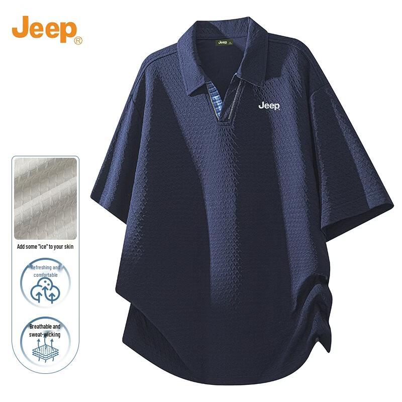 JEEP Men s Diamond Pattern Half-Zip Polo Shirt L