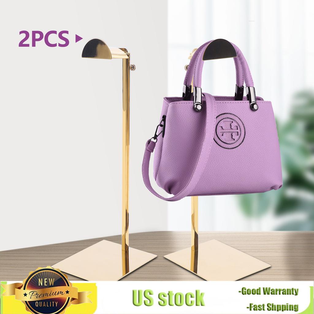 Bymaocar 2pcs Large D-head Hanging Bag Racks, Height Adjustable Stainless Steel Jewelry Display Racks for Clothing Stores & Home