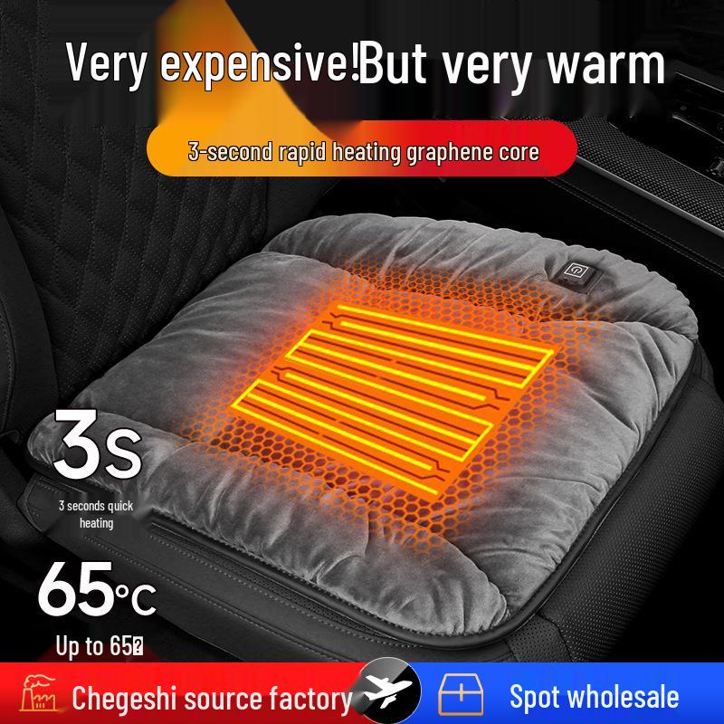 Graphene USB-Powered Winter Car Seat Cushion - Universal 12V Electric Heated Plush Pad colore grigio
