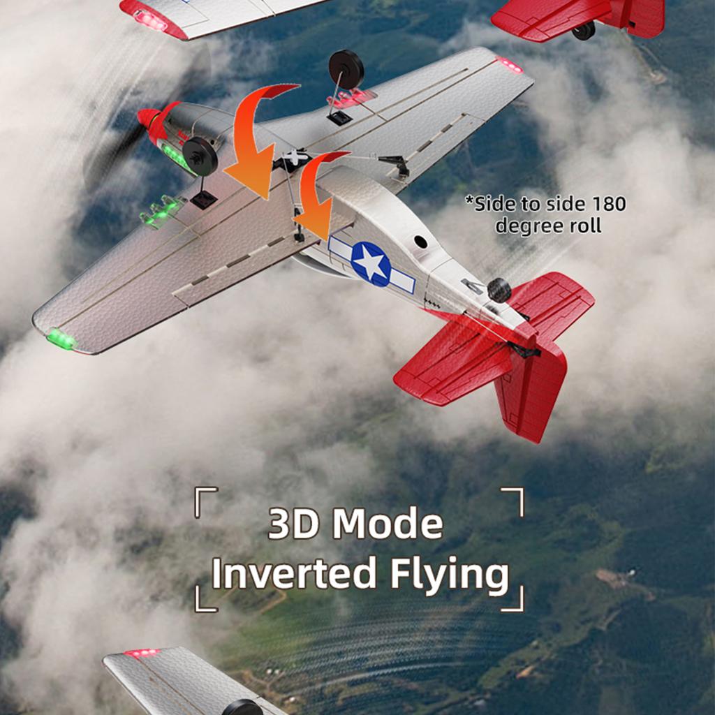 Remote Control Airplane, 2.4G EPP Foam Plane With 6 Axis Gyro, LED Lights, One Key Roll, 3D Inverted Flight, Easy to