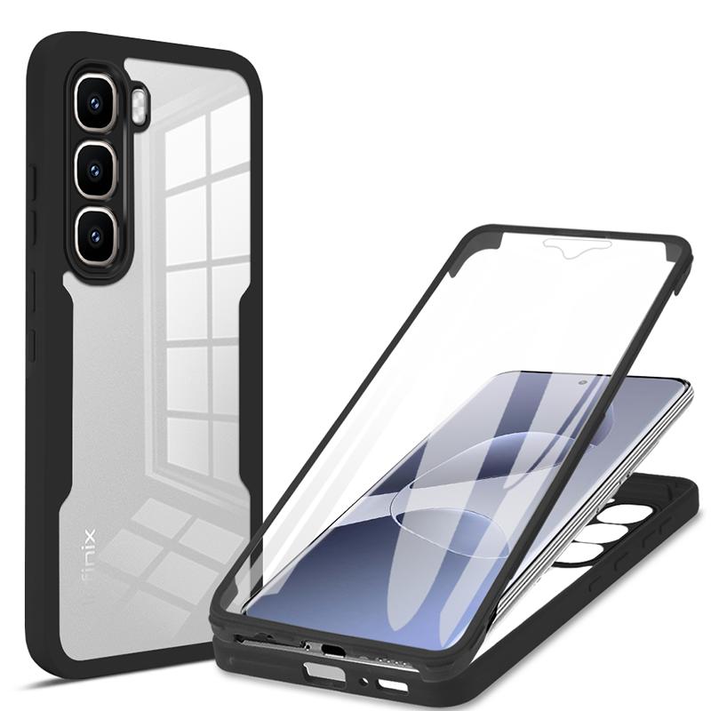 

Противоударный прозрачный чехол для телефона с двухсторонней защитой 360° для Infinix Hot 60 / Hot 60 Pro / Hot 60 Plus / Hot 60i с полной защитой экрана и объектива Infinix hot 60i чёрный