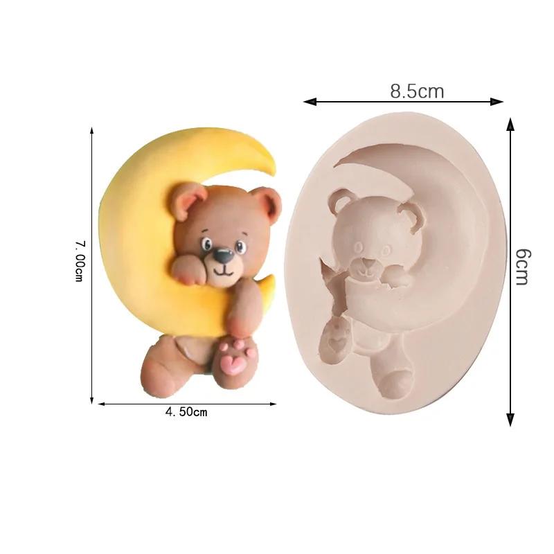 Silikonowa forma do masy cukrowej Zwierzęta Safari w Dżungli Niedźwiedź Lew Żyrafa Królik Panda Forma do Dekorowania Tortu na Przyjęcie Urodzinowe Baby Shower