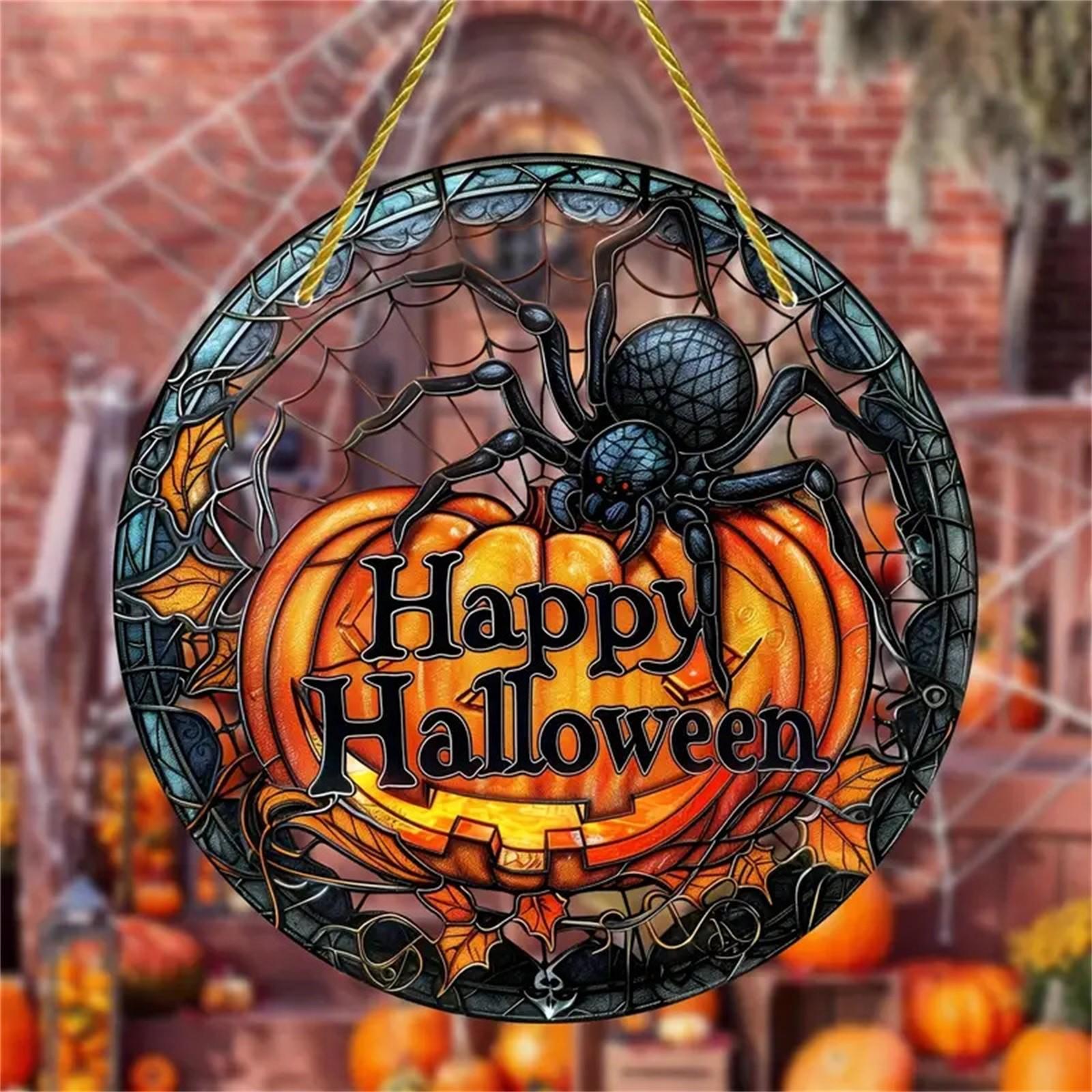 

Halloween Spider Pumpkins Acrylic Disc Decoration Pendant Haunted House Party, Activity Pendant, Home, Garden Decoration One Size