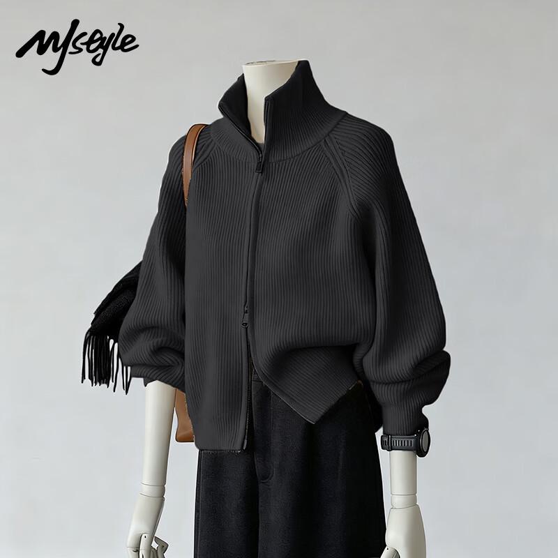 

MJ STYLE Women s Winter Thickened Stand Collar Cardigan Sweater M