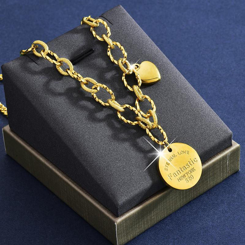 Titanium 18k Trendy Steel Chunky Chain Necklace With Distinctive Geometric Shapes For Men And Women