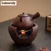 Brown Red Old Rock Mud Tea Warmer Holder Candle Heater Stove Household Kettle Stand Baked Milk Jar Carbon Furnace Cha Decoration