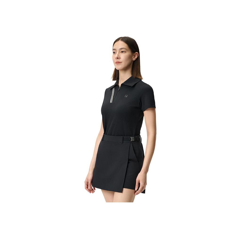 New FILA AthleticsGolf Collection SS25 Polo Shirt Women's Pitch Black BK A11W525143F-BK