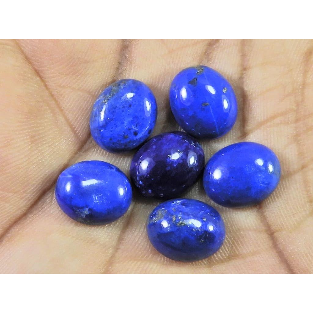 9X12MM Natural Lapis Lazuli Oval Shape Cabochon Loose Gemstone 6Pcs Lot C-1865