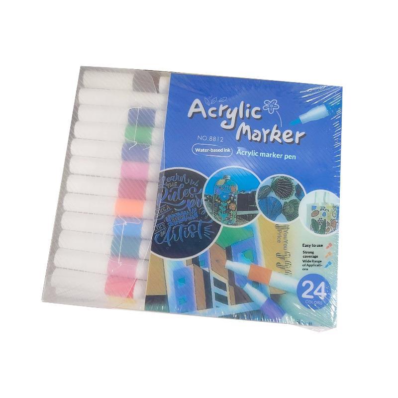 24 Colors Acrylic Paint Markers Waterproof Vibrant Colors For Art Creation Diy Crafts Drawing School Projects