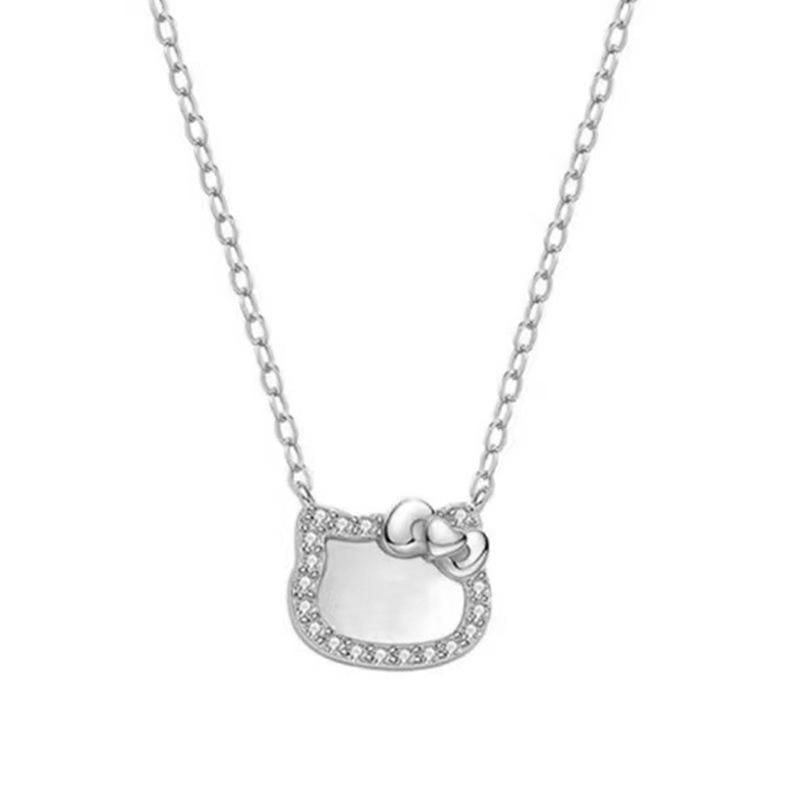 Cartoon Cat Rhinestone Necklace - Fashionable Girly Student Best Friend Chain with Niche Design.