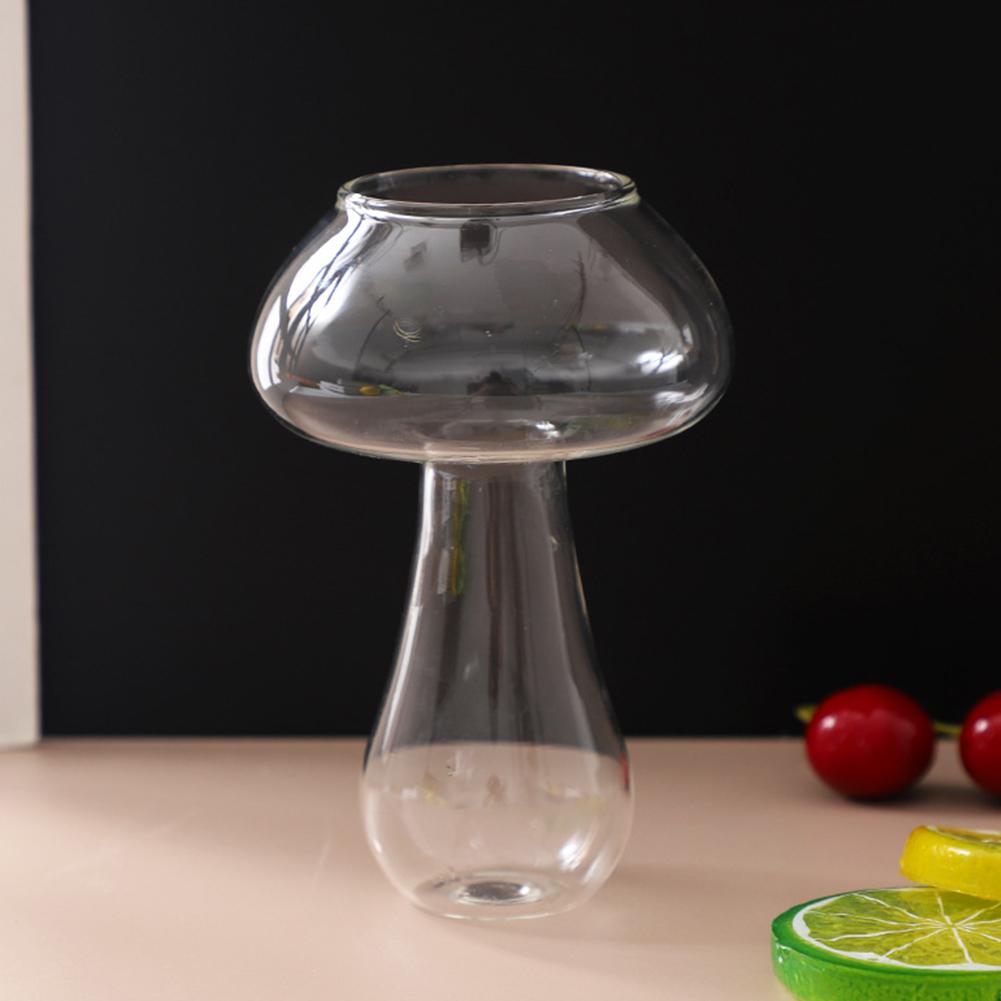 Mushroom Shaped Cocktail Glass Cup Transparent Glass Flower Vase Hydroponic Aromatherapy Bottle Desktop Decoration Ornament