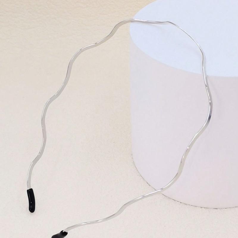 2pcs Fashionable Women's Gold-Colored Metal Wavy Hairband, Curved Headband, Geometric Thin Headband for Daily, Party, Elegant Headwear