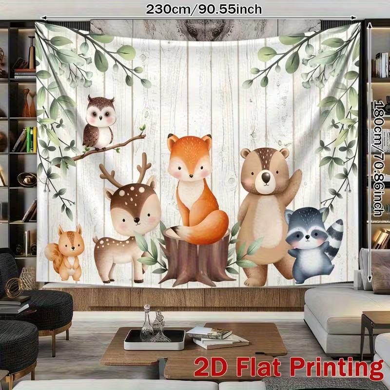 2D Rustic Woodland Creatures Background Banner for Kids' Photo Shoot