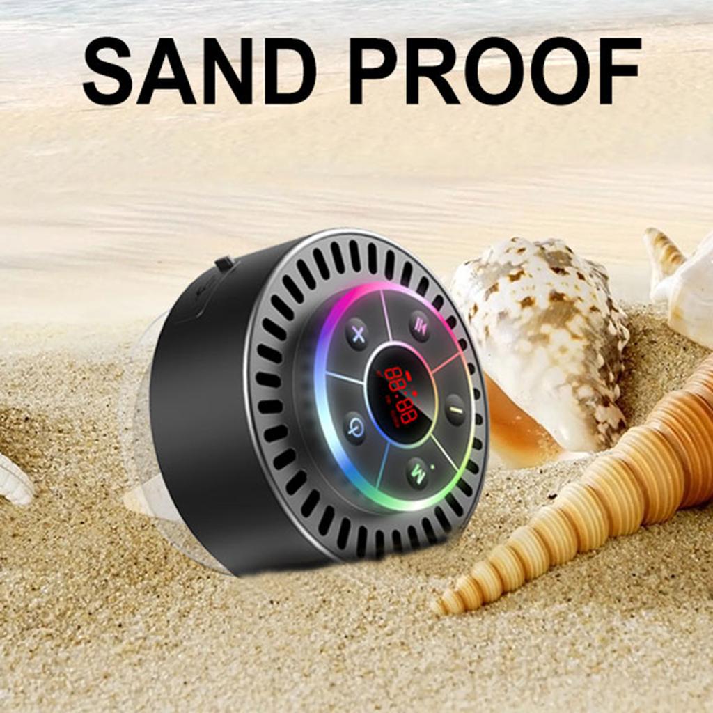 IPX7 Waterproof Bathroom Speaker Dustproof Shockproof LED Time Display Built-in FM Radio Speaker
