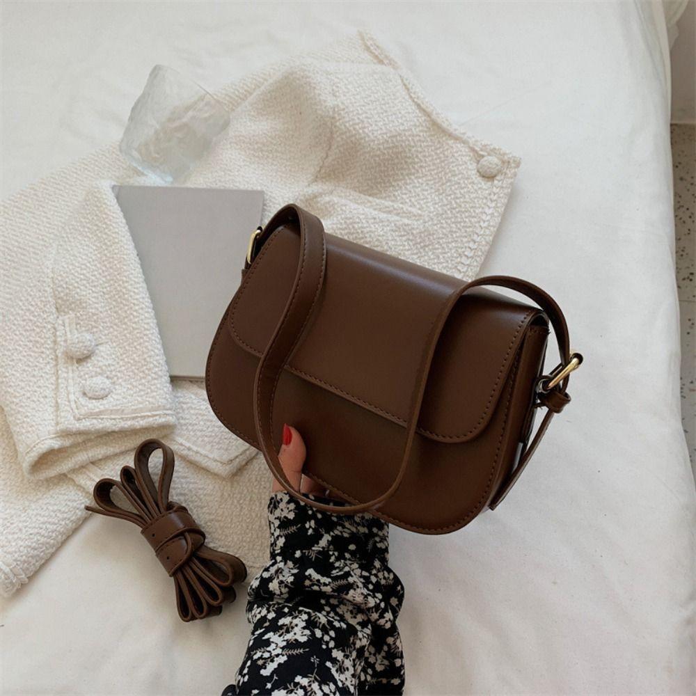 Sac à bandoulière carré en PU Style coréen Sac bandoulière pour femme Sac bandoulière à rabat rétro Fille