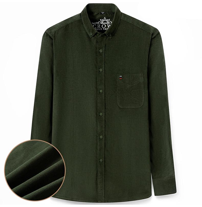 100% Coduroy Warm Long Sleeve Men Casual Shirts Winter Cotton Solid Male Business Shirt